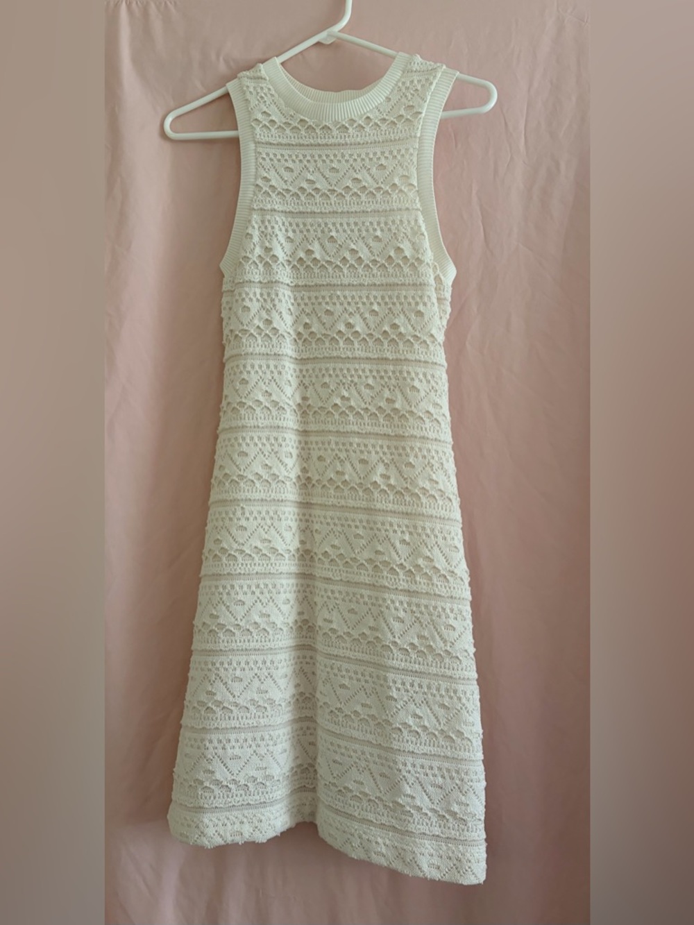 Anthropologie Ivory Crochet Knit Pullover